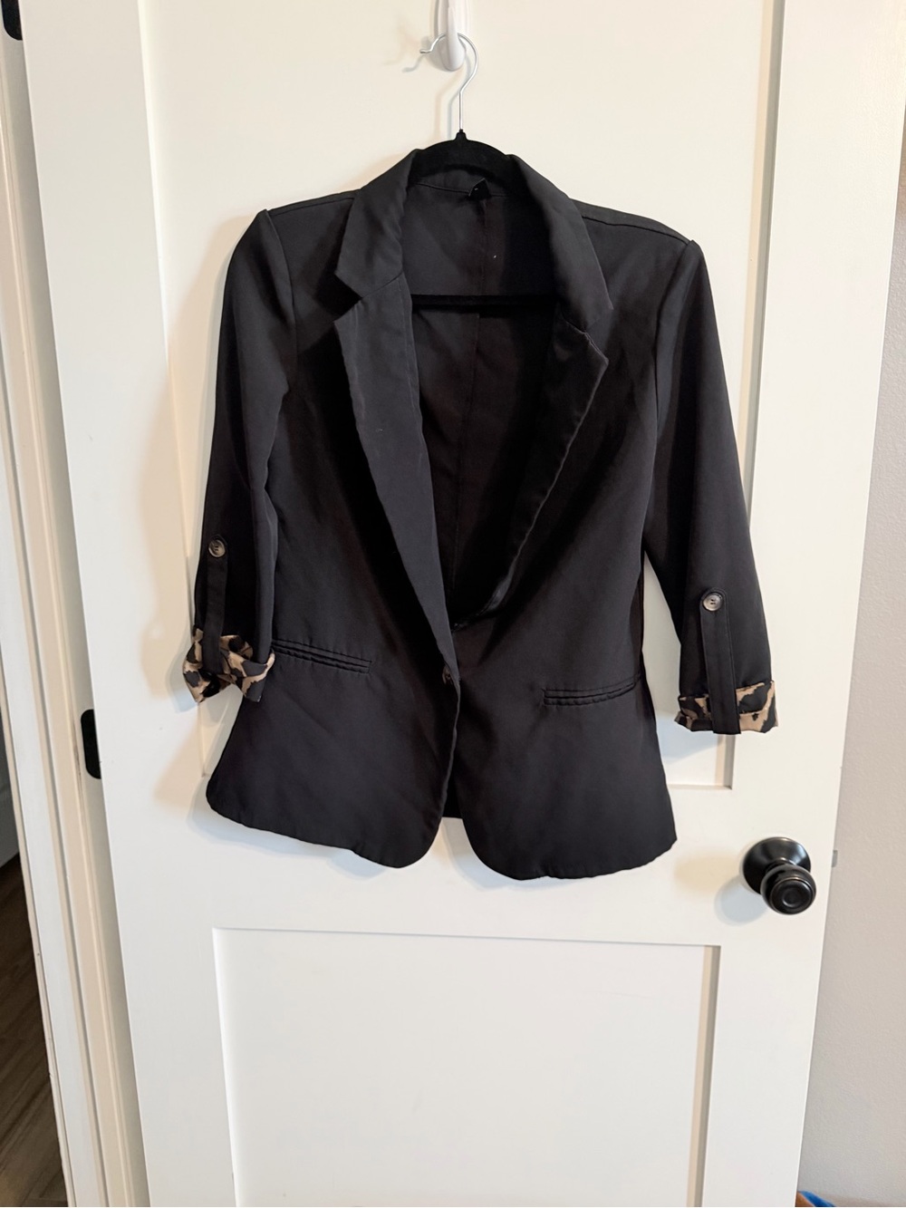 SHEIN Black Women's Tailored Blazer with Rolled Cuffs